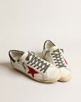 Golden Goose Men’s Super-Star with red suede star and green leather heel tab