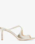 Jimmy Choo Women's Anise 75 Champagne Glitter Leather Mules