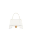 Balenciaga WOMEN'S HOURGLASS SMALL HANDBAG CROCODILE EMBOSSED IN WHITE