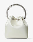 Jimmy Choo Women’s Bon Bon Ivory Satin Bag with Crystal Handle