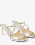 Jimmy Choo Women's Anise 75 Champagne Glitter Leather Mules