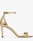 Jimmy Choo Women's Alva 85 Gold Liquid Leather Metal Sandals
