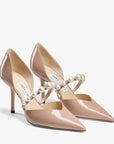 Jimmy Choo Women's Ballet Pink Patent Leather Pointed Pumps with Pearl Embellishment