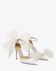 Jimmy Choo Women's Latte Pumps with Asymmetric Grosgrain Mesh Fascinator Bows
