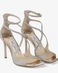 Jimmy Choo Women's AZIA 95 Platinum Ice Dusty Glitter Sandals