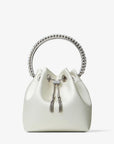 Jimmy Choo Women’s Bon Bon Ivory Satin Bag with Crystal Handle