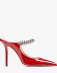 Jimmy Choo Women's Bing 100 Red Patent Leather Mules with Crystal Strap
