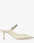 Jimmy Choo Women's Linen Patent Leather Mules with Crystal Strap