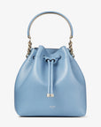 Jimmy Choo Women's Bon Bon Bucket Smoky Blue Soft Shiny Smooth Calf Leather Bucket Bag