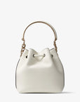 Jimmy Choo Women's Latte Soft Shiny Calf Leather Bucket Bag with Light Gold Hardware