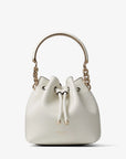 Jimmy Choo Women's Latte Soft Shiny Calf Leather Bucket Bag with Light Gold Hardware