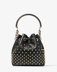 Jimmy Choo Women's Bon Bon Bucket S Black Smooth Calf Leather Bucket Bag with Studs