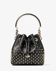 Jimmy Choo Women's Bon Bon Bucket S Black Smooth Calf Leather Bucket Bag with Studs