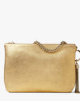 Jimmy Choo Women's Gold Metallic Leather Clutch Bag With Chain Strap