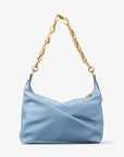 Jimmy Choo Women's Diamond Soft Hobo S Smoky Blue Soft Calf Leather Hobo Bag with Chain Strap