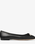 Jimmy Choo Women's Elme Flat Black Nappa Leather Flats with Pearl Embellishment
