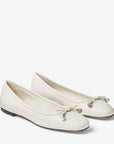 Jimmy Choo Women's Elme Flat Latte Nappa Leather Flats with Pearl Embellishment
