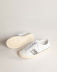 Golden Goose Women's Yatay Model 1B sustainable sneakers with white bio-based upper and silver recycled glitter Y