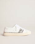 Golden Goose Women's Yatay Model 1B sustainable sneakers with white bio-based upper and silver recycled glitter Y