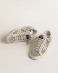Golden Goose Women Super-Star in silver glitter with ice-gray suede star