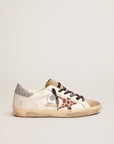 Golden Goose Women's Super-Star sneakers with leopard-print crystal star and silver-colored crystal heel tab