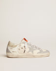 Golden Goose Women Super-Star LTD sneakers in white leather and mesh with star and inserts in silver micro-crystals