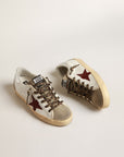 Golden Goose Women’s Super-Star with burgundy glitter star and silver heel tab