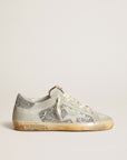 Golden Goose Women's Super-Star sneakers in silver glitter with ice-gray suede star and inserts
