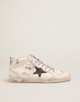 Golden Goose Women's Mid-Star sneakers with laminated heel tab and glittery laces
