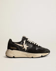 Golden Goose Women’s Running Sole sneakers in black nappa leather and suede with white leather star