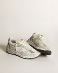 Golden Goose Women's Dad-Star sneakers in white mesh and suede with white leather star and beige leather heel tab