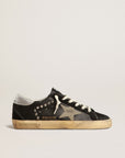 Golden Goose Women’s Super-Star in black leather and suede with silver studs