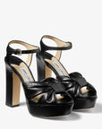 Jimmy Choo Women's Heloise 120 Black Nappa Leather Platform Sandals