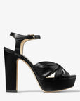 Jimmy Choo Women's Heloise 120 Black Nappa Leather Platform Sandals