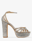 Jimmy Choo Women's Isra 120 Silk Crystal Shimmer Suede Platform Sandals