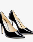 Jimmy Choo Women's Love 100 Black Patent Leather Pointed-Toe Pumps with JC Emblem