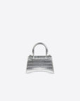 Balenciaga WOMEN'S HOURGLASS XS HANDBAG IN SILVER