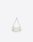 Balenciaga WOMEN'S LE CAGOLE MINI PURSE WITH CHAIN CROCODILE EMBOSSED IN WHITE
