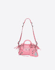 Balenciaga WOMEN'S NEO CAGOLE XS HANDBAG IN PINK Neo Cagole XS Handbag in pink Arena lambskin, aged-silver hardware