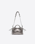 Balenciaga WOMEN'S NEO CAGOLE XS HANDBAG WITH RHINESTONES IN SILVER