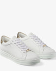 Jimmy Choo Women's White Calf Leather and Champagne Metallic Nappa Low Top Trainers