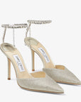 Jimmy Choo Women's Platinum Ice Dusty Glitter Pumps with Crystal Embellishment