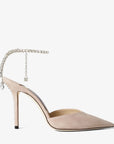 Jimmy Choo Women's Ballet Pink Suede Pumps with Crystal Embellishment