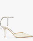 Jimmy Choo Women's Saeda 85 Linen Patent Leather Pumps with Crystal Embellishment