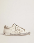 Golden Goose Women's Super-Star sneakers with silver sparkle foxing and metal stud lettering