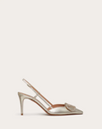 Valentino Garavani Women's VLOGO GLOW LAMINATED NAPPA SLINGBACK PUMP 80 MM / 3.15 IN.