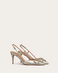 Valentino Garavani Women's VLOGO GLOW LAMINATED NAPPA SLINGBACK PUMP 80 MM / 3.15 IN.