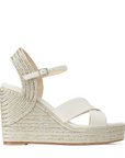 Jimmy Choo Women's DELLENA 100 Latte Nappa Leather Wedge with Metallic Rope Trim