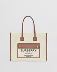 Burberry Women’s Small Two-tone Canvas and Leather Freya Tote in Natural/tan