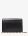 Jimmy Choo Women's Varenne Clutch Black Leather Clutch Bag with Crystal Bar and Gold JC Emblem